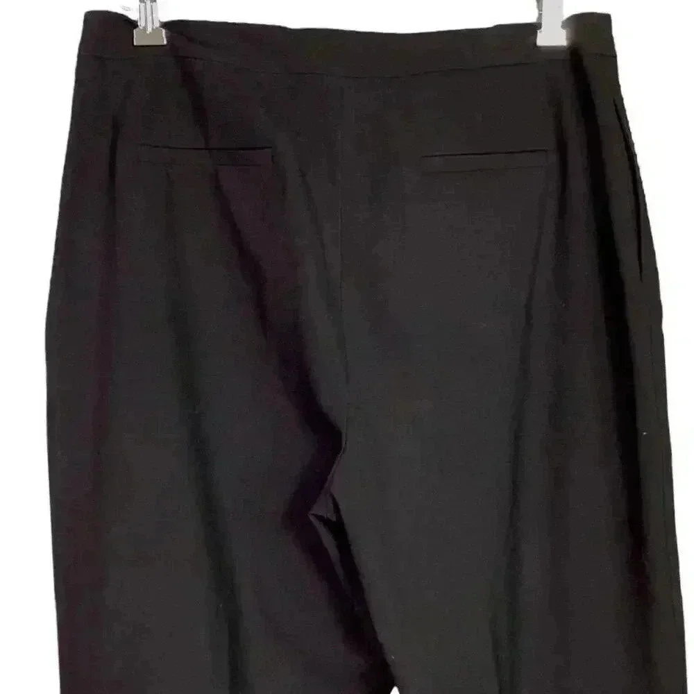 J. Jill Flat Front Pants Womens 14 Black Stretch Wide Leg Trousers Pockets